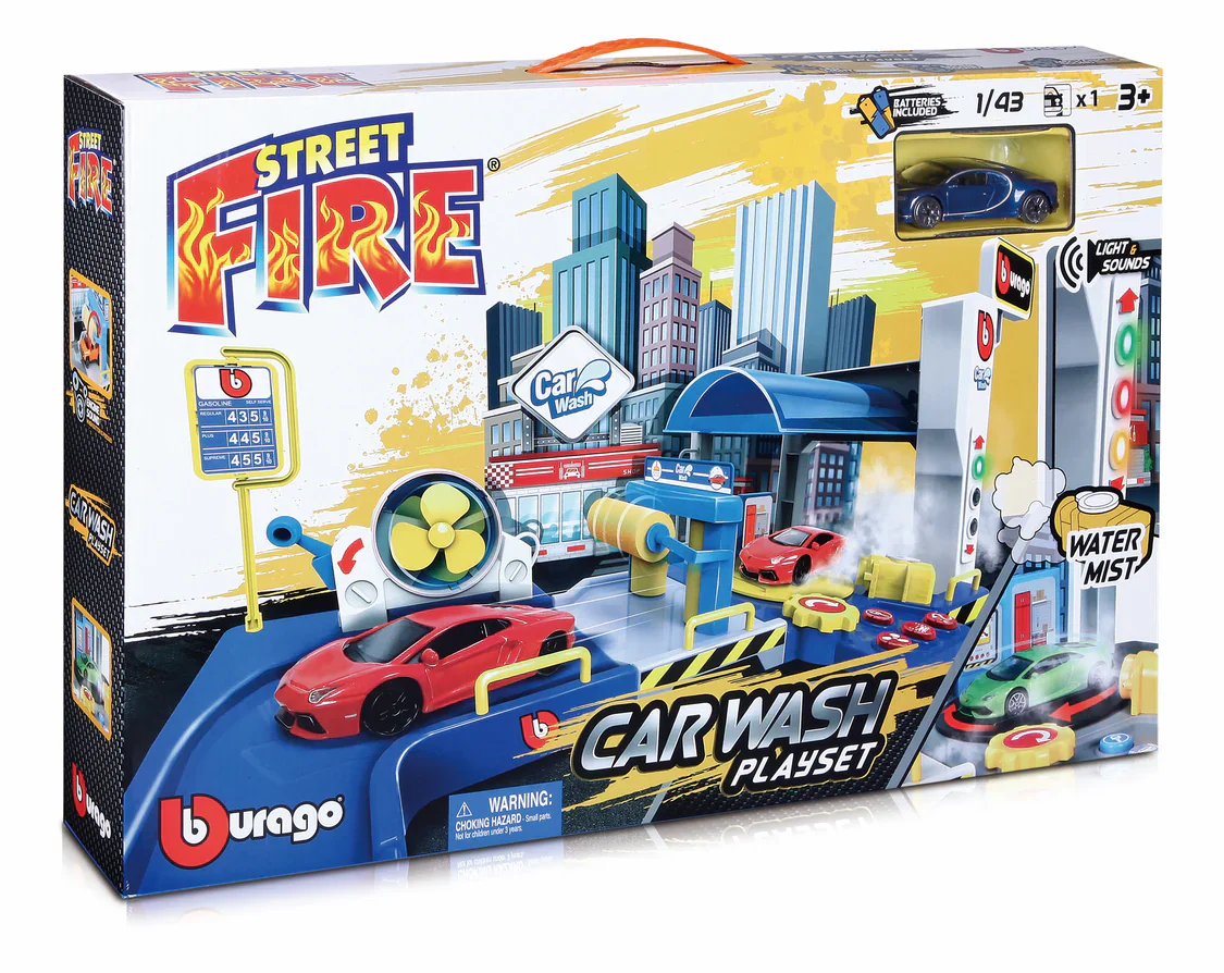 1:43 Street Fire Car Wash Playset Garage - Image 2