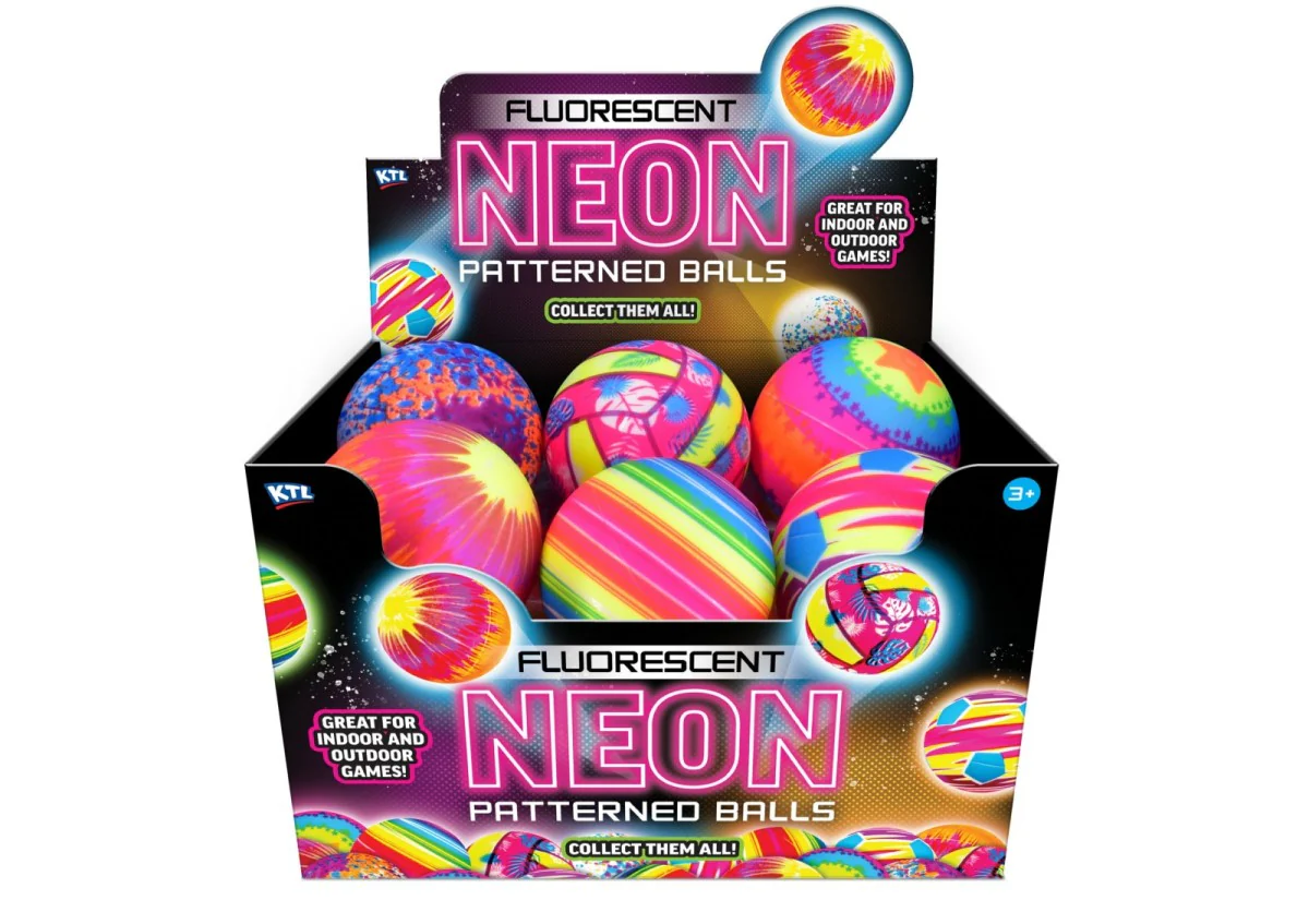 10Cm Inflated Neon Printed Balls Asst