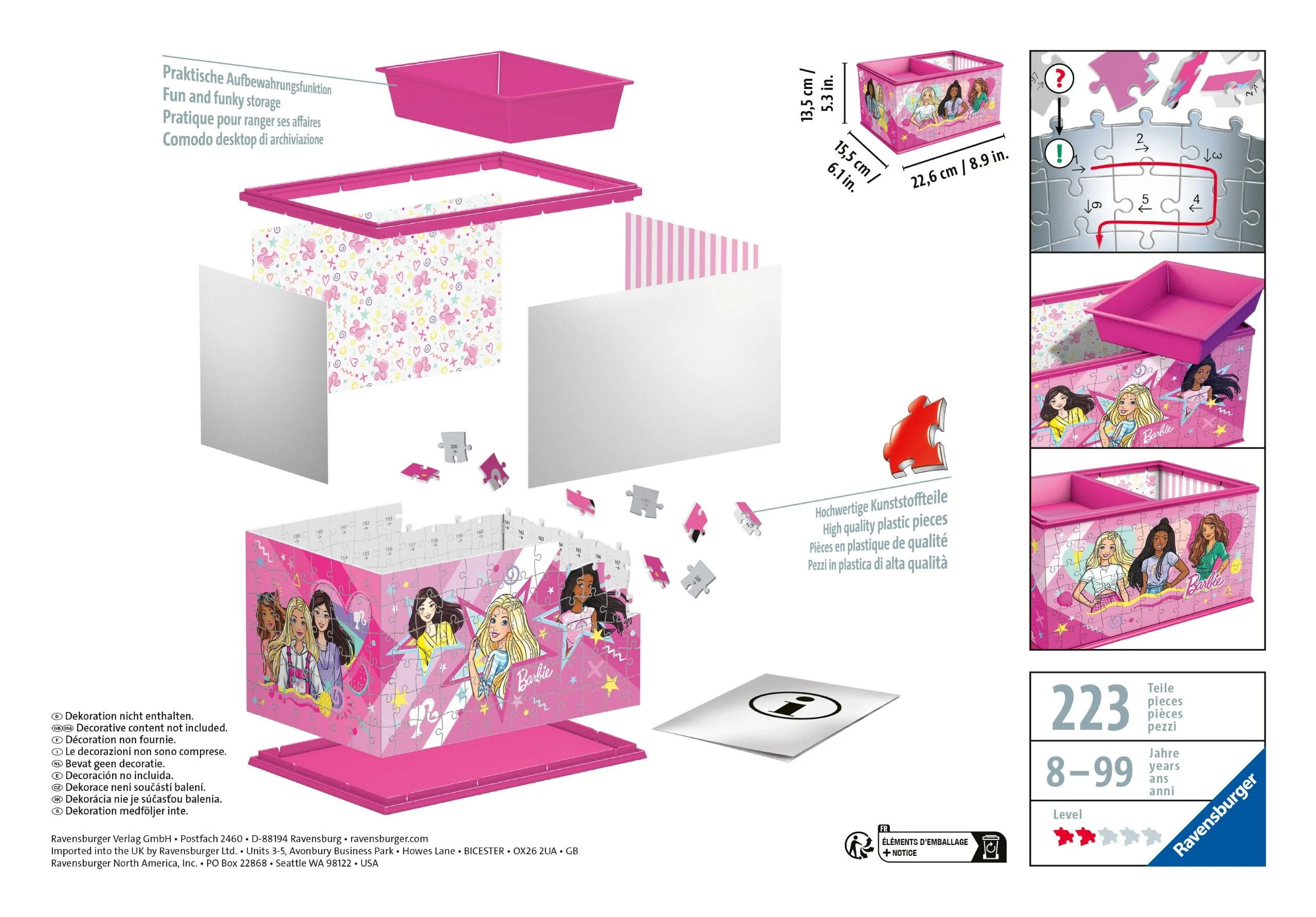 Ravensburger Barbie Storage Box 216 Piece 3D Puzzle, - Image 3