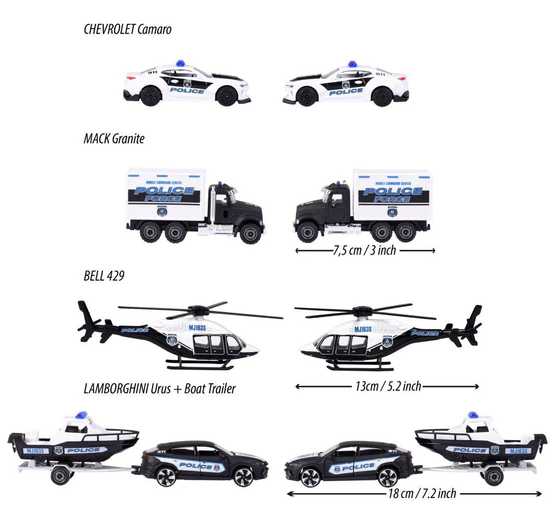 Majorette Police Force Die Cast Vehicle 4-Car Pack - Image 3