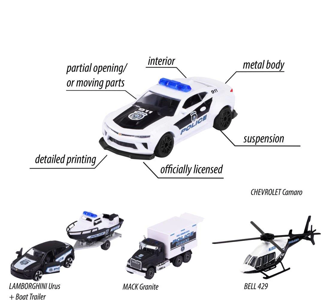 Majorette Police Force Die Cast Vehicle 4-Car Pack - Image 4
