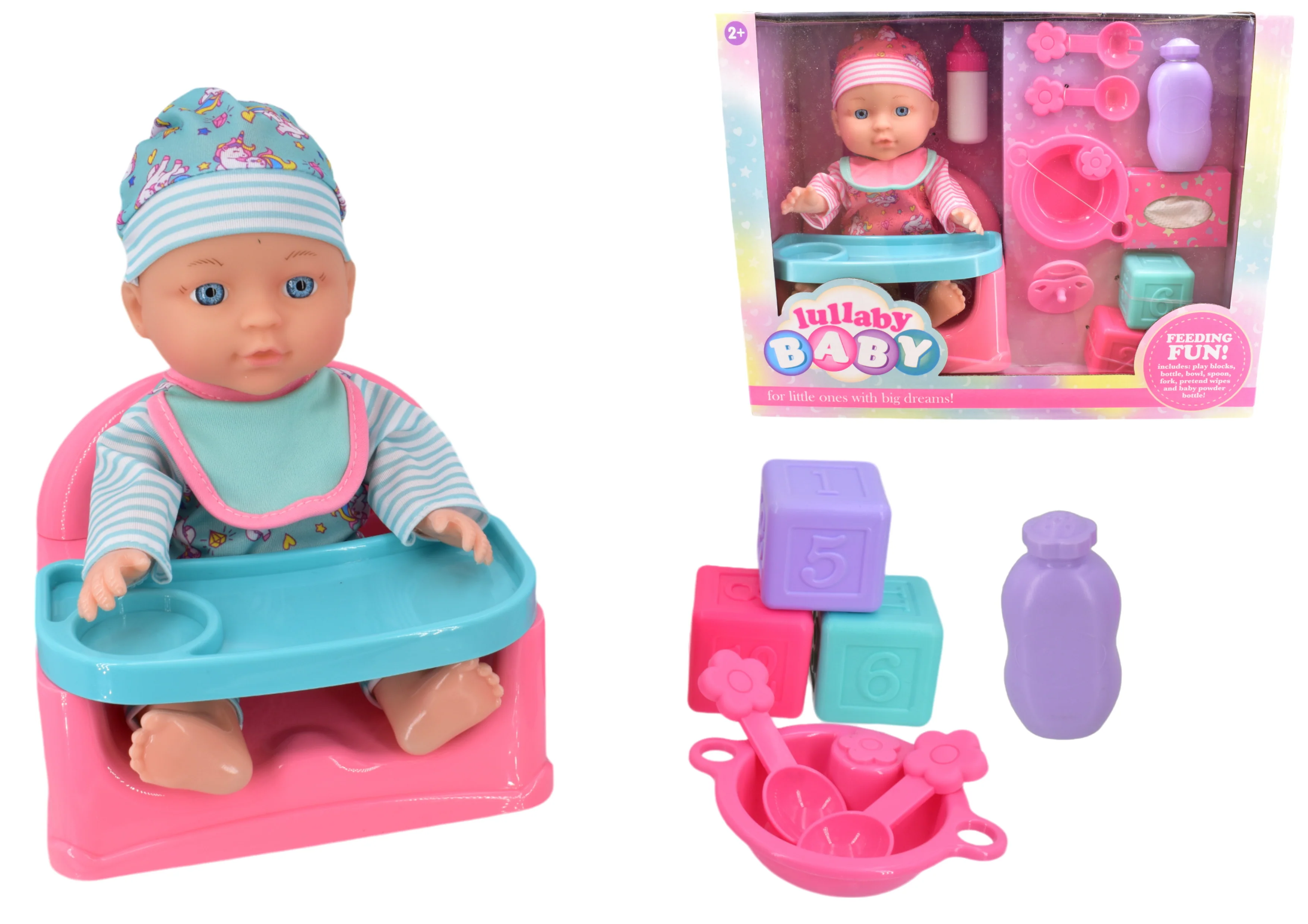 29cm Baby Doll Feeding Chair & Bottles