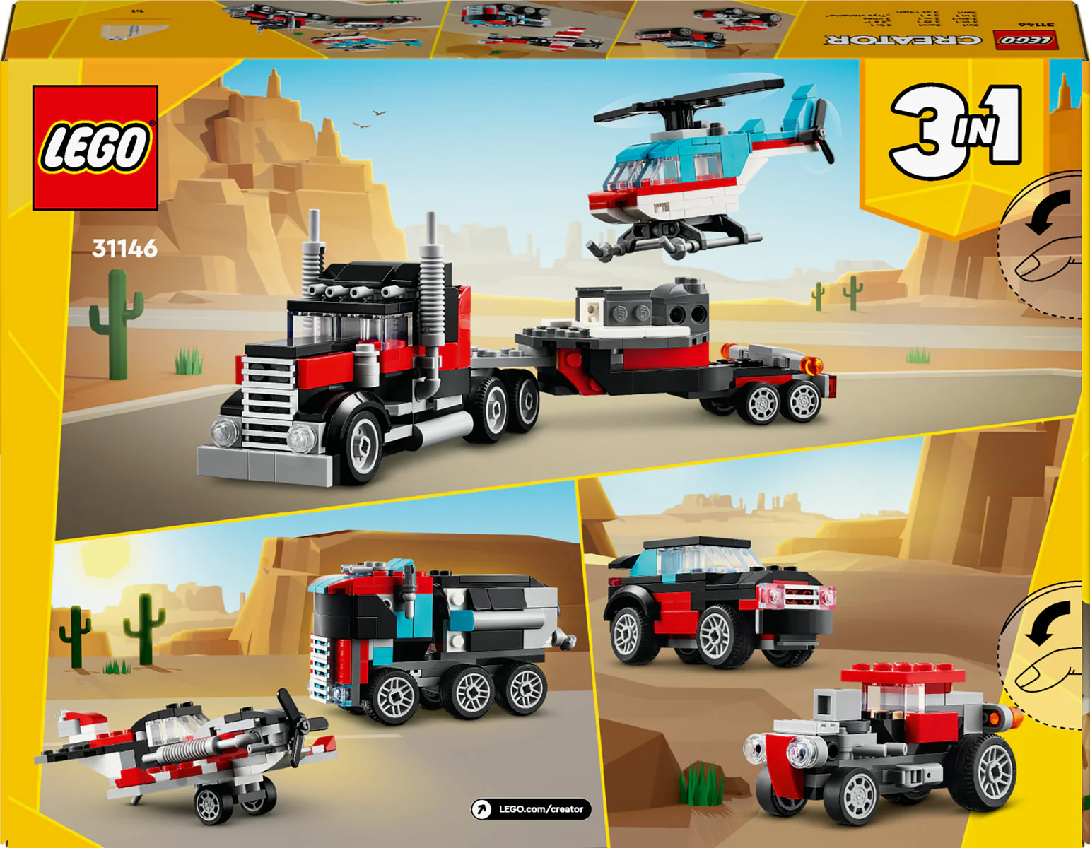 LEGO Creator 3in1 Flatbed Truck with Helicopter 31146 - Image 3