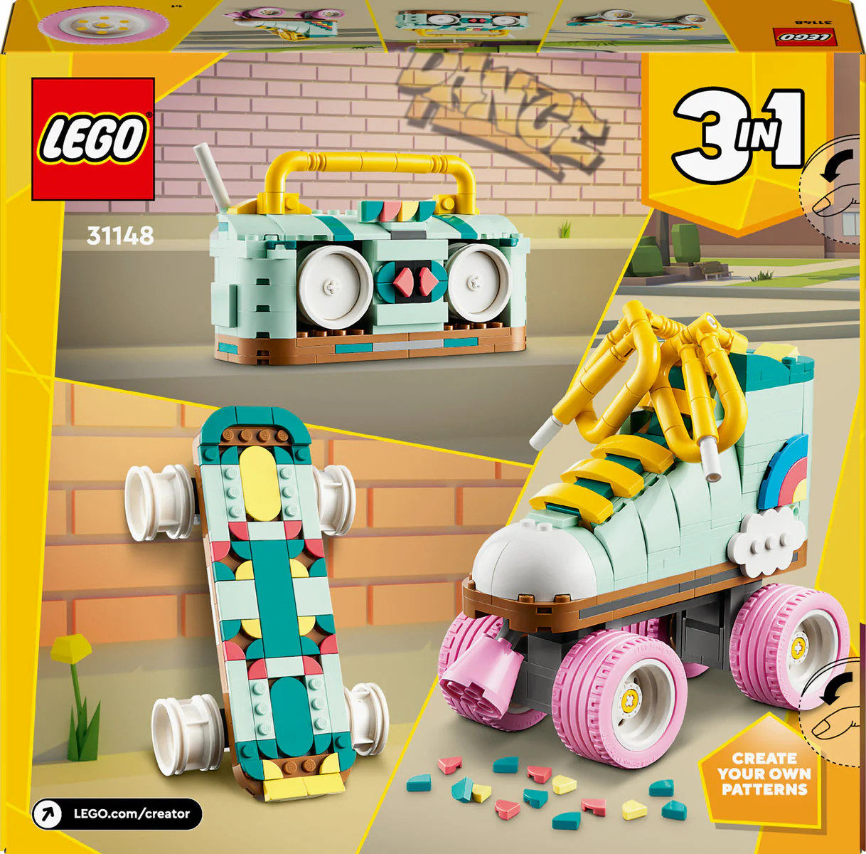 LEGO Creator 3in1 Retro Roller Skate Toy Set 31148 - Image 3