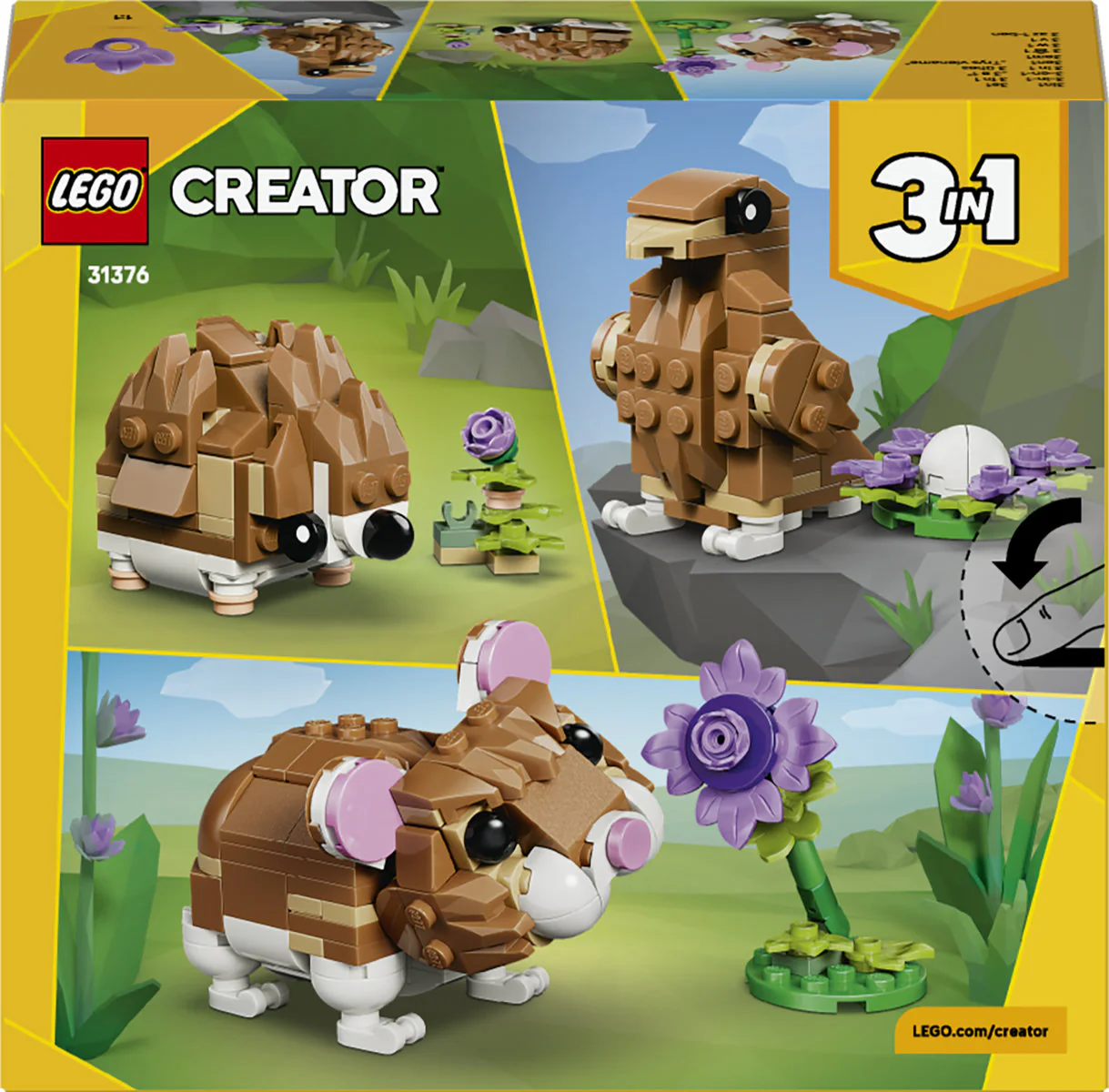 LEGO Creator 3in1 Cute Hamster with a Flower 31376 - Image 4