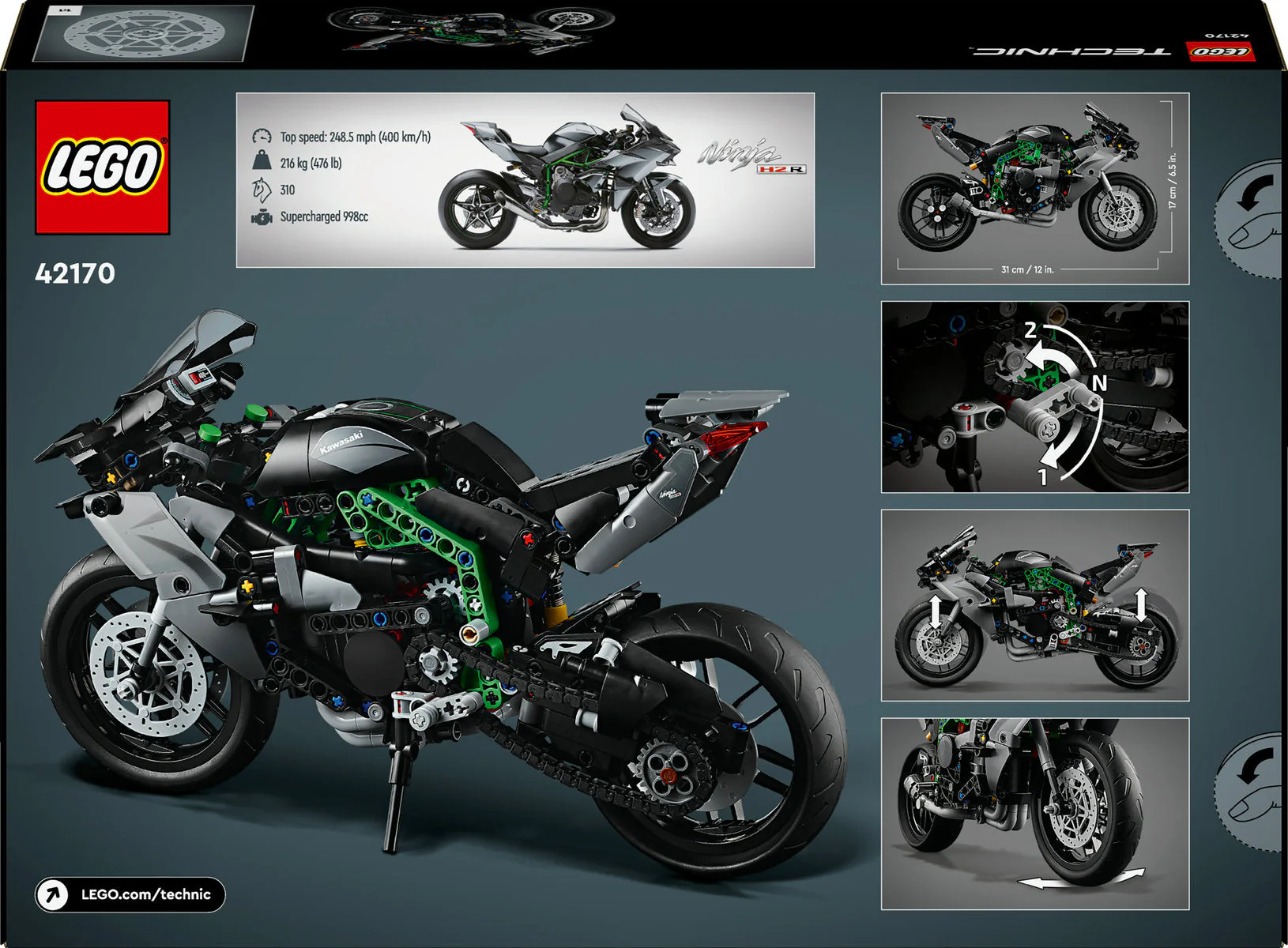 LEGO Technic Kawasaki Ninja H2R Motorcycle Toy 42170 - Image 3