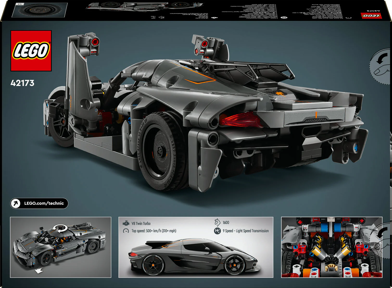 LEGO Technic Koenigsegg Jesko Absolut Grey Hypercar 42173 - Image 3