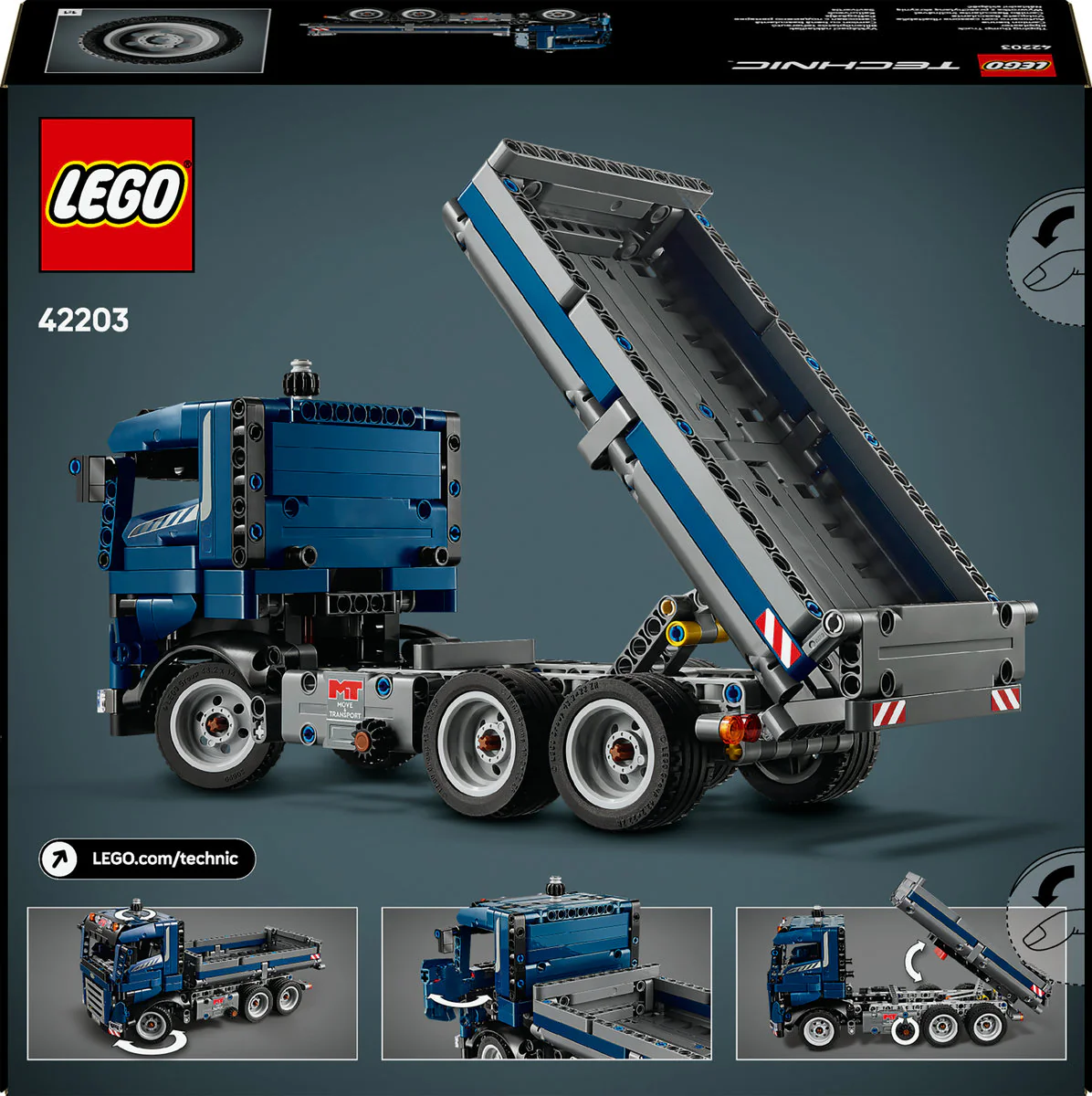 LEGO Technic Tipping Dump Truck Toy Vehicle 42203 - Image 3