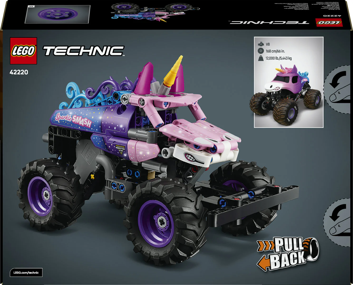 LEGO Technic Monster Jam Sparkle Smash Pull-Back Toy 42220 - Image 4