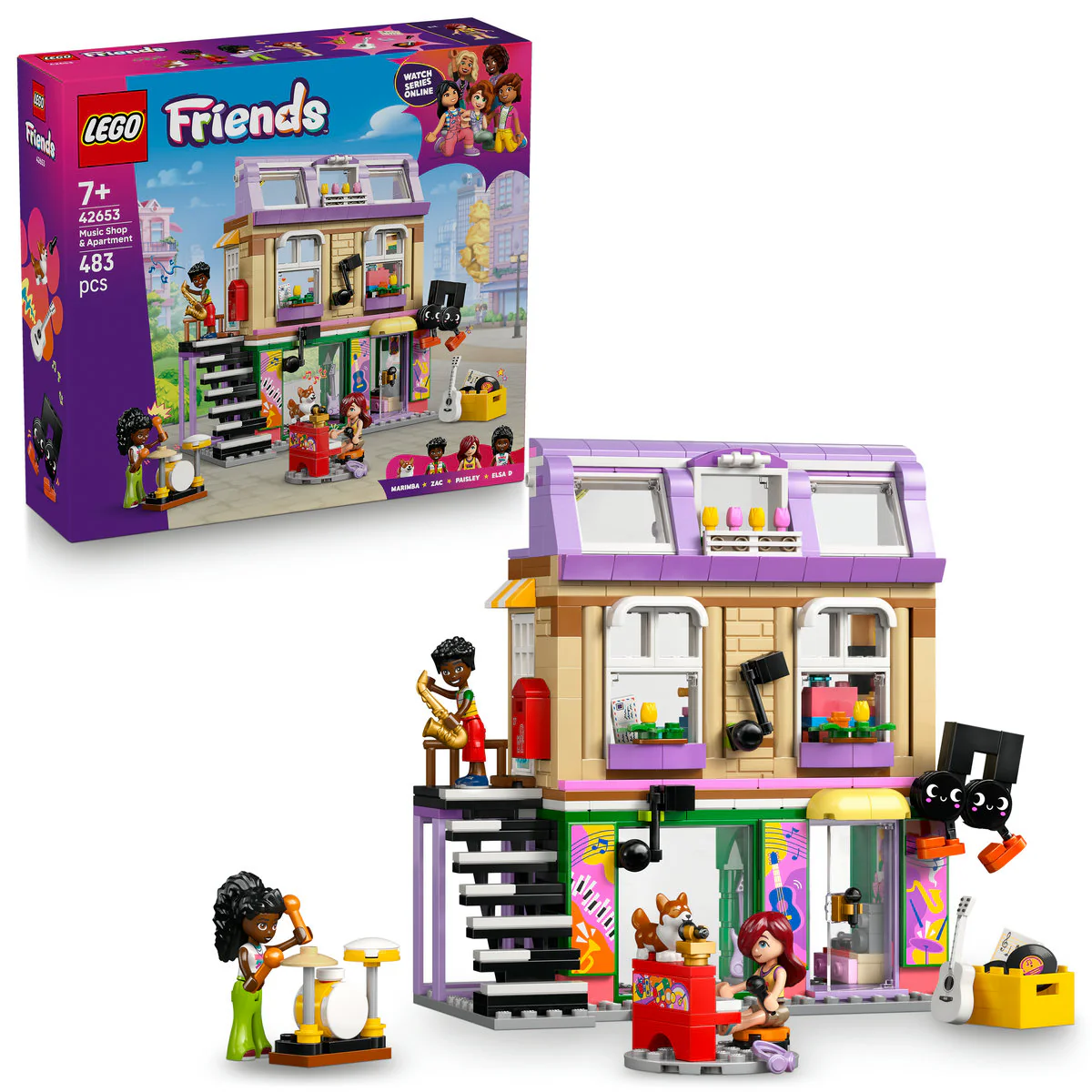LEGO Friends Music Shop & Apartment Building Set Pretend-Play Toy 42653 - Image 4