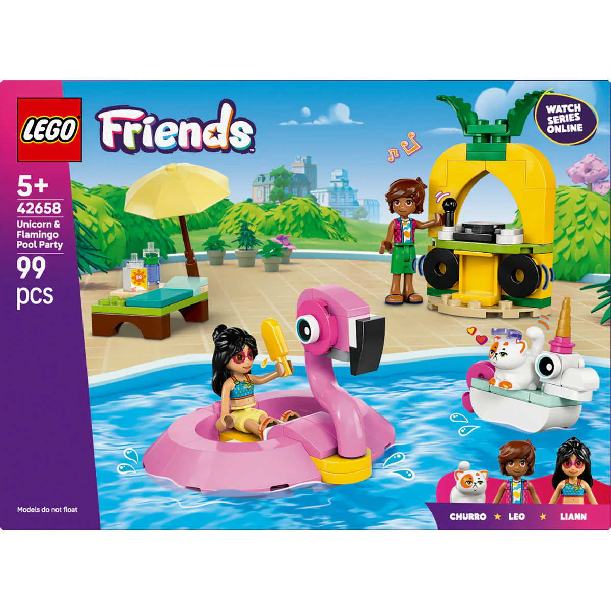 LEGO Friends Unicorn & Flamingo Pool Party Toy Building Set 42658 - Image 2