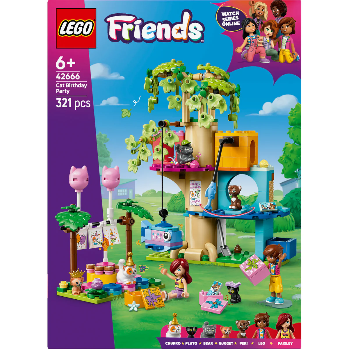 LEGO Friends Cat Birthday Party & Tree House Building Kit Toy 42666 - Image 2