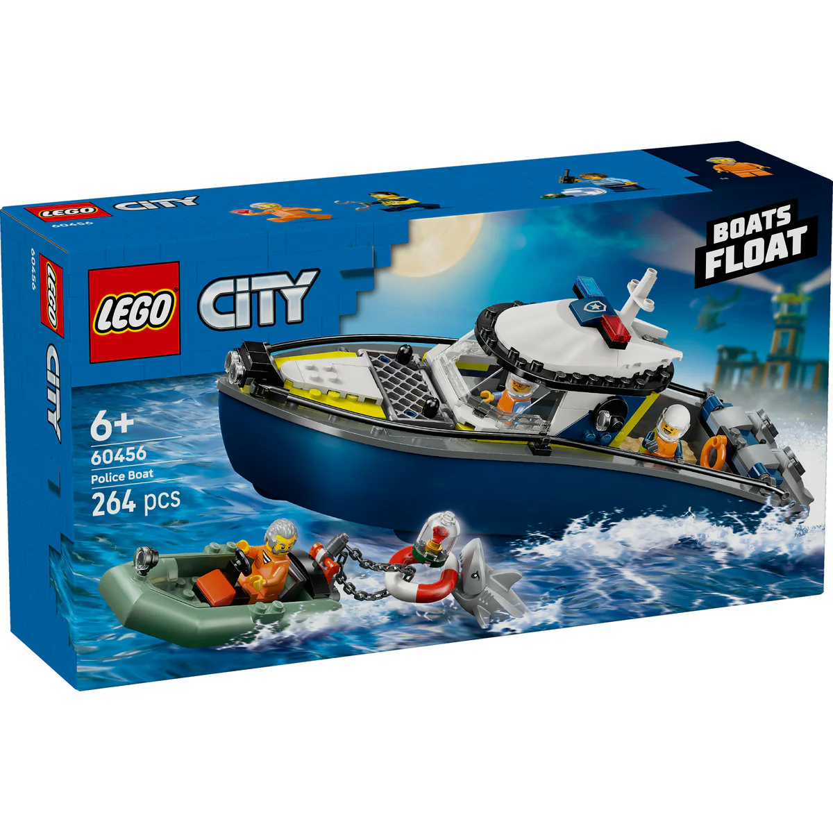 LEGO City Police Boat Chase Toy with a Floatable Speedboat and Dinghy 60456