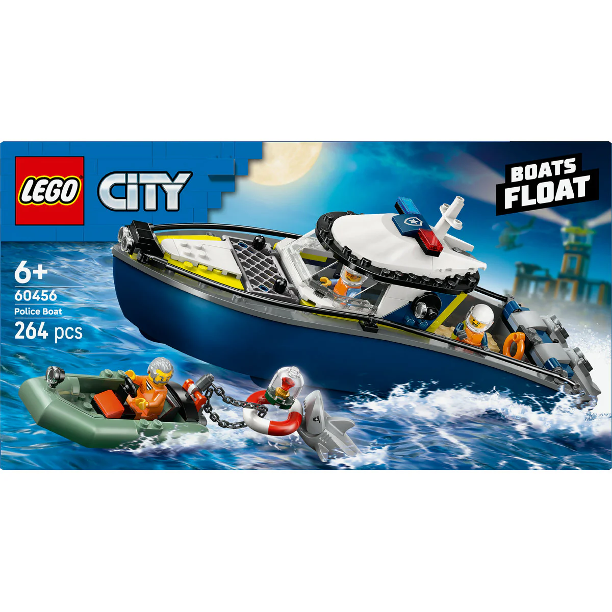 LEGO City Police Boat Chase Toy with a Floatable Speedboat and Dinghy 60456 - Image 2