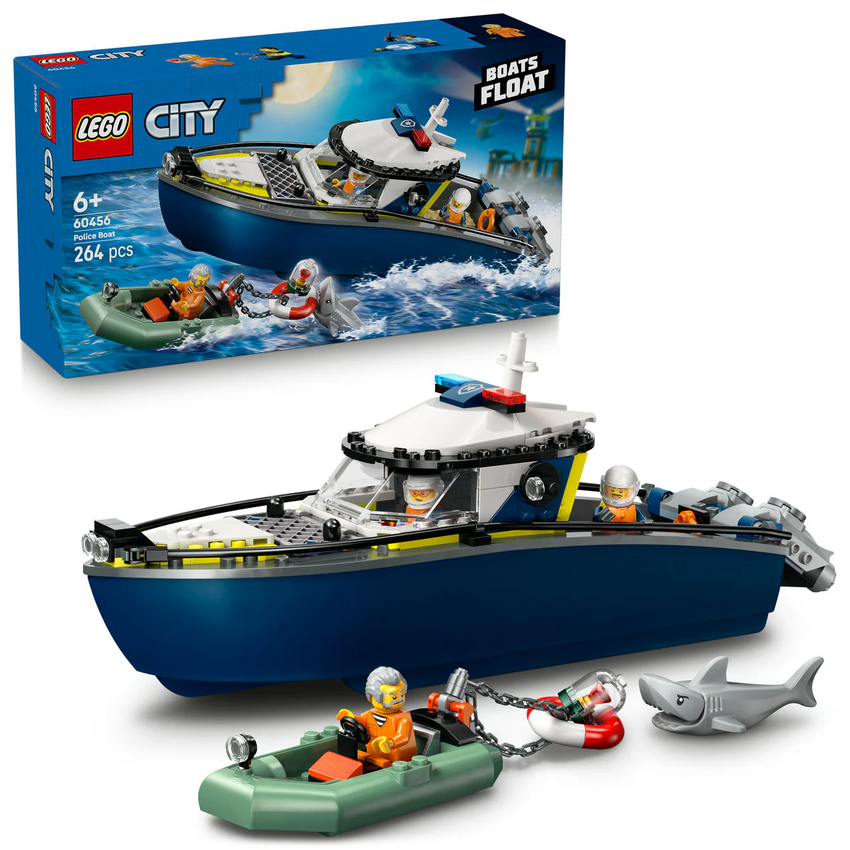 LEGO City Police Boat Chase Toy with a Floatable Speedboat and Dinghy 60456 - Image 4