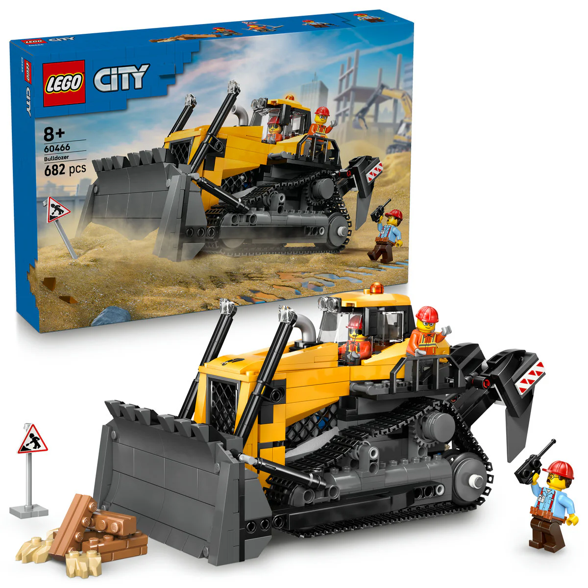 LEGO City Yellow Bulldozer Construction Site Building Toy Playset 60466 - Image 4
