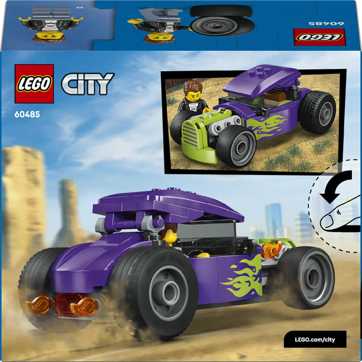 LEGO City Hot Rod Race Car Toy and Minifigure 60485 - Image 4