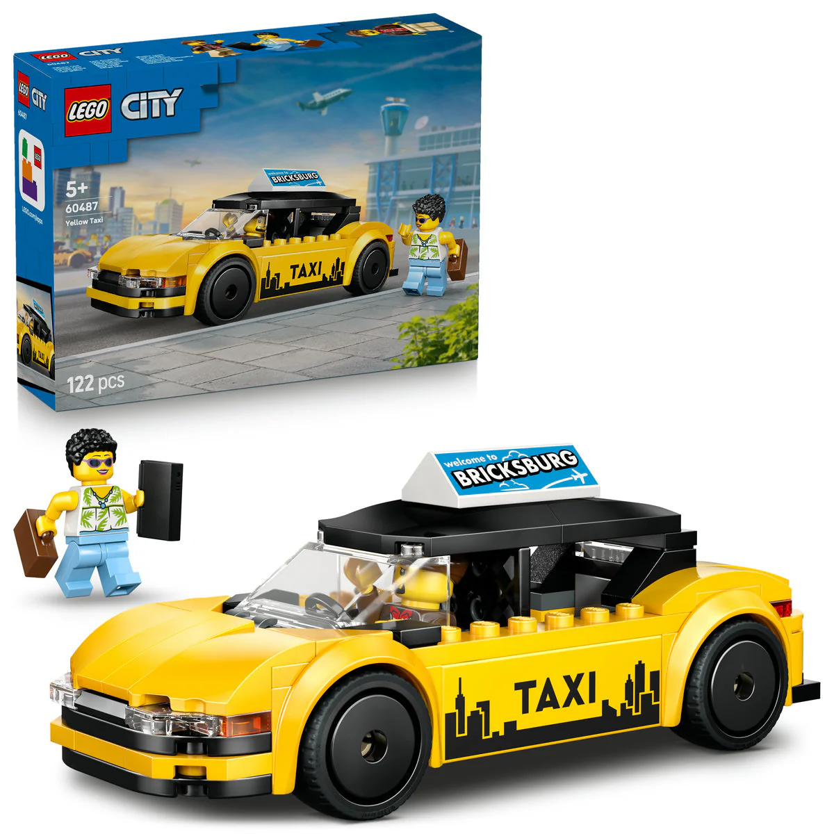 LEGO City Yellow Taxi Toy - Model Car Kit 60487
