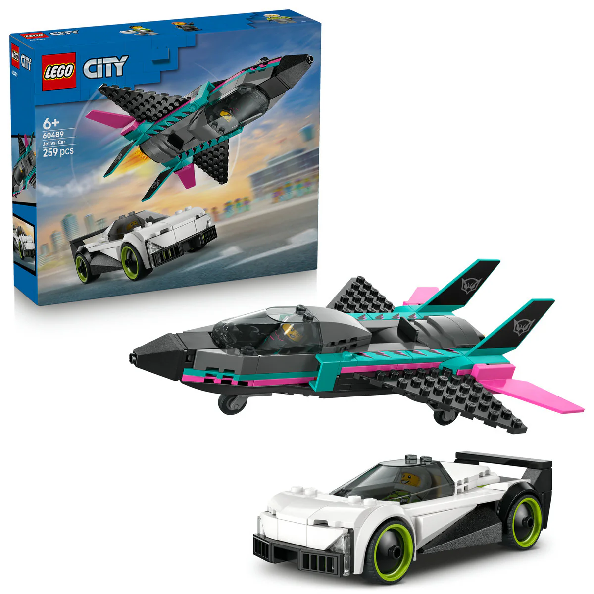 LEGO City Jet vs. Car Toy – Vehicle Model Kit 60489