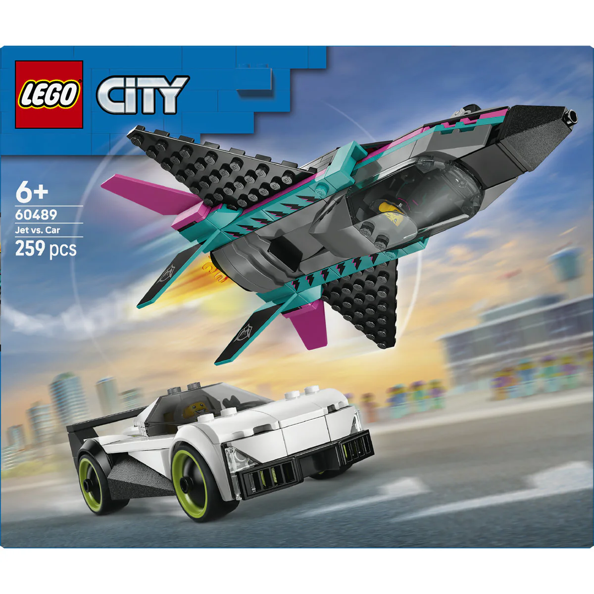 LEGO City Jet vs. Car Toy – Vehicle Model Kit 60489 - Image 3