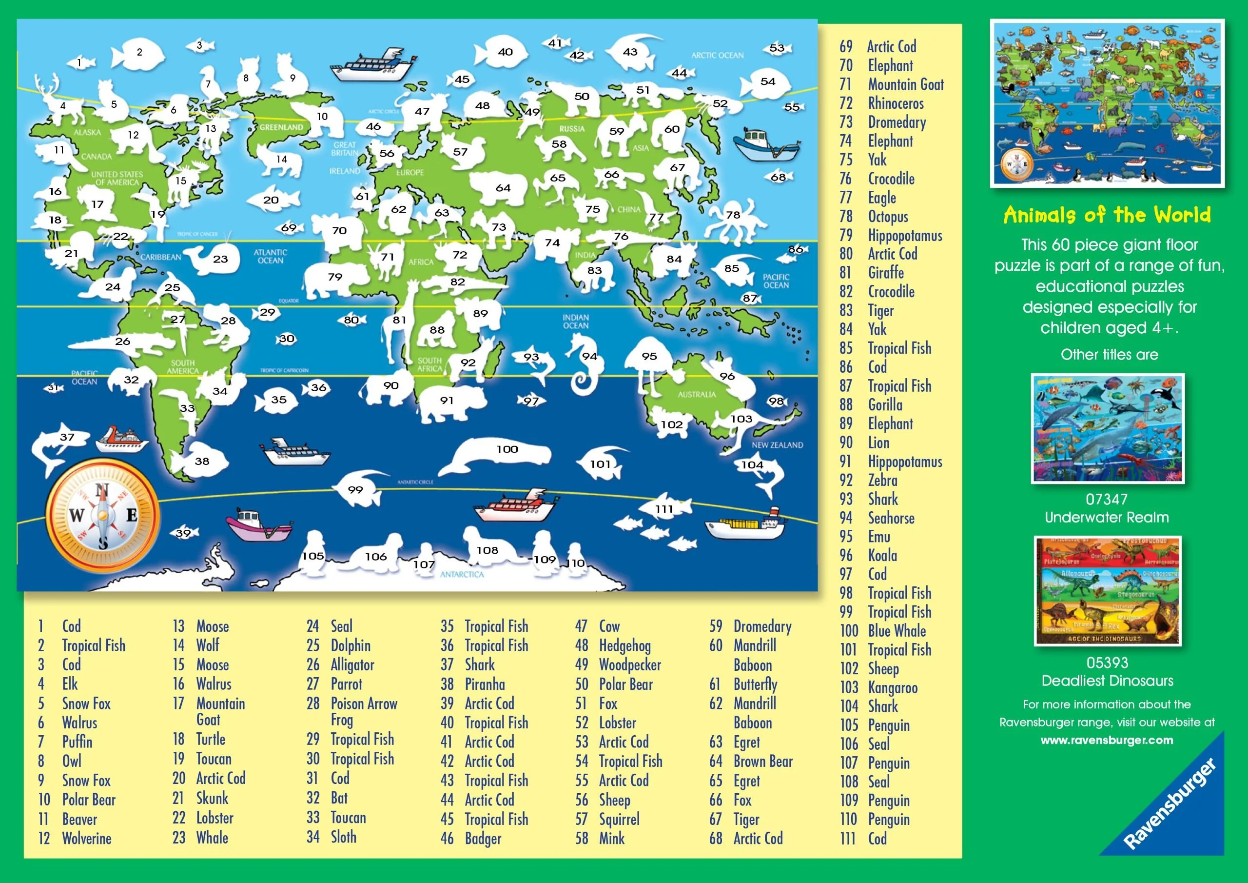 Animals of the World Giant Floor Puzzle, 60pc - Image 3