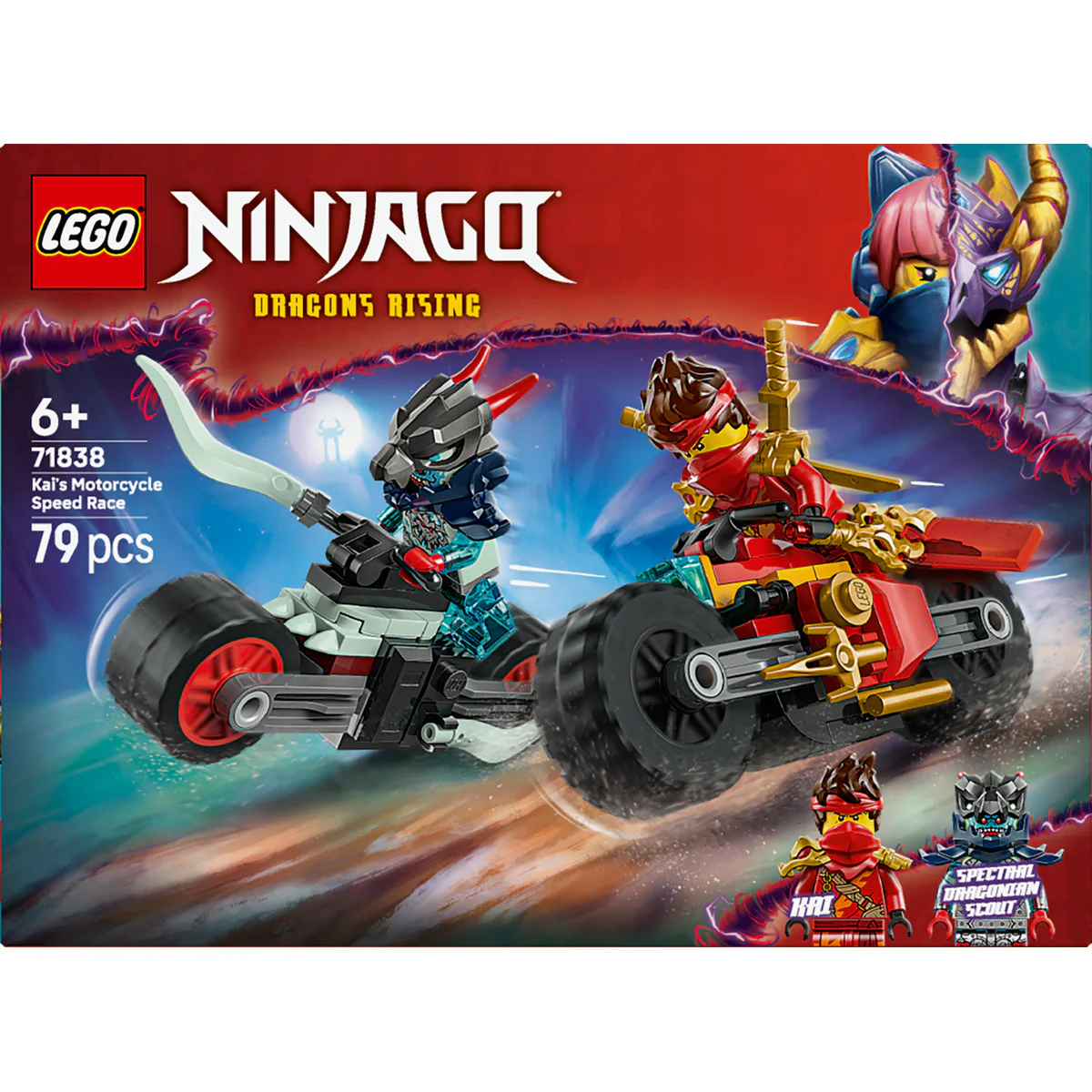 LEGO NINJAGO Kai’s Motorcycle Speed Race Playset with 2 Ninja Bike Toys 71838 - Image 2