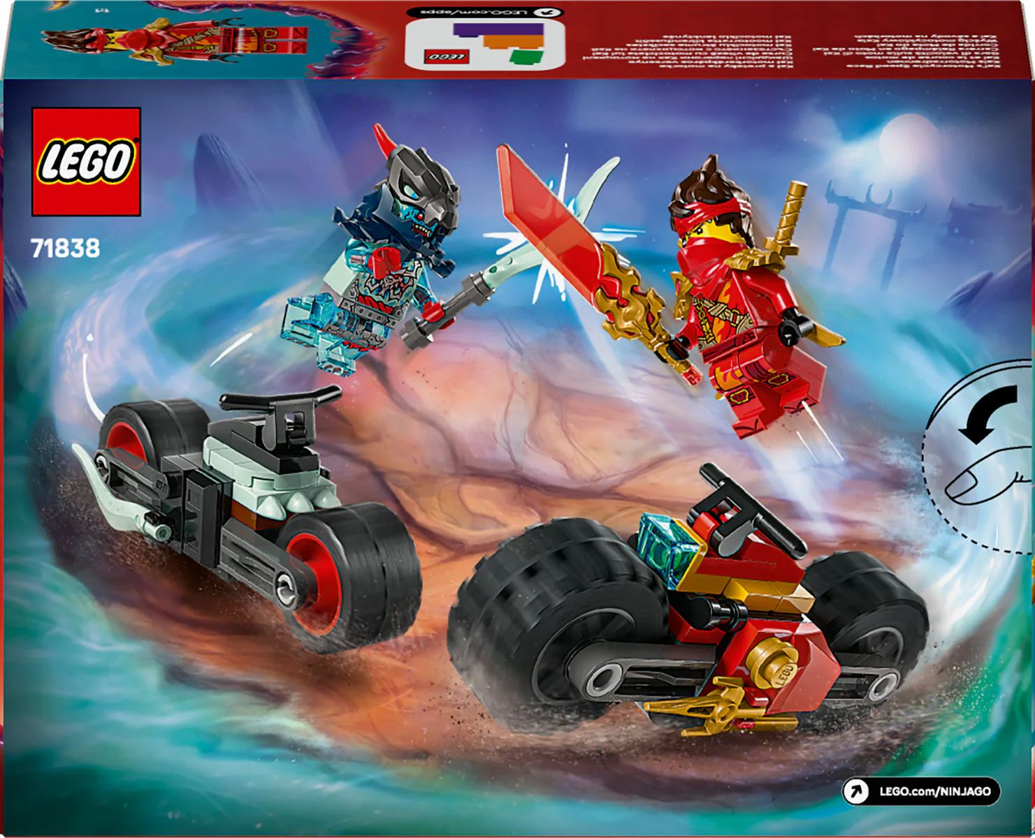 LEGO NINJAGO Kai’s Motorcycle Speed Race Playset with 2 Ninja Bike Toys 71838 - Image 3