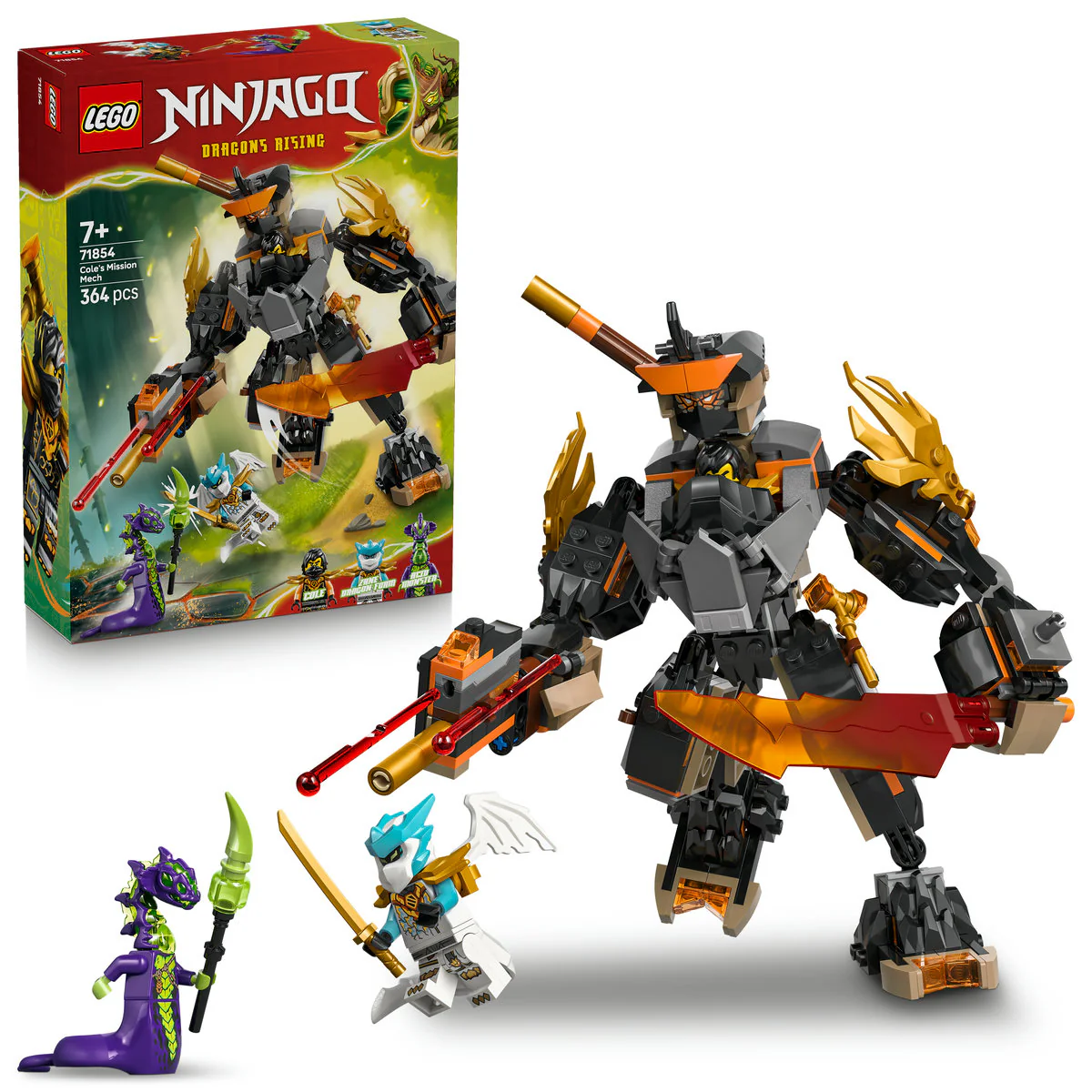 LEGO NINJAGO Cole’s Mission Mech & Dragon Zane 71854