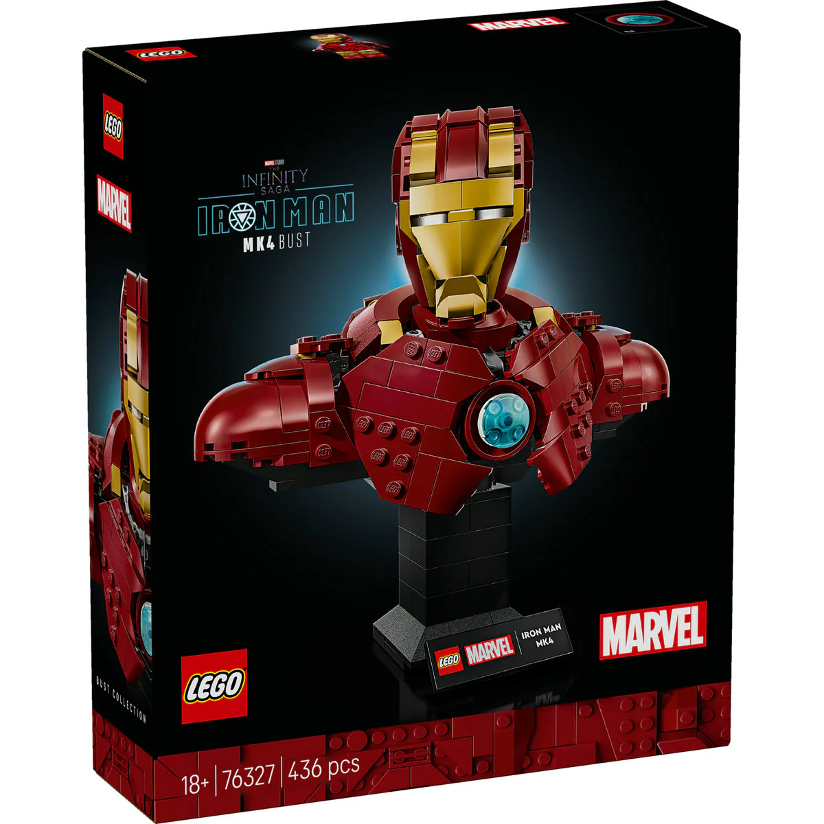 LEGO Marvel Iron Man MK4 Bust, Buildable Model for Adults with Minifigure 76327