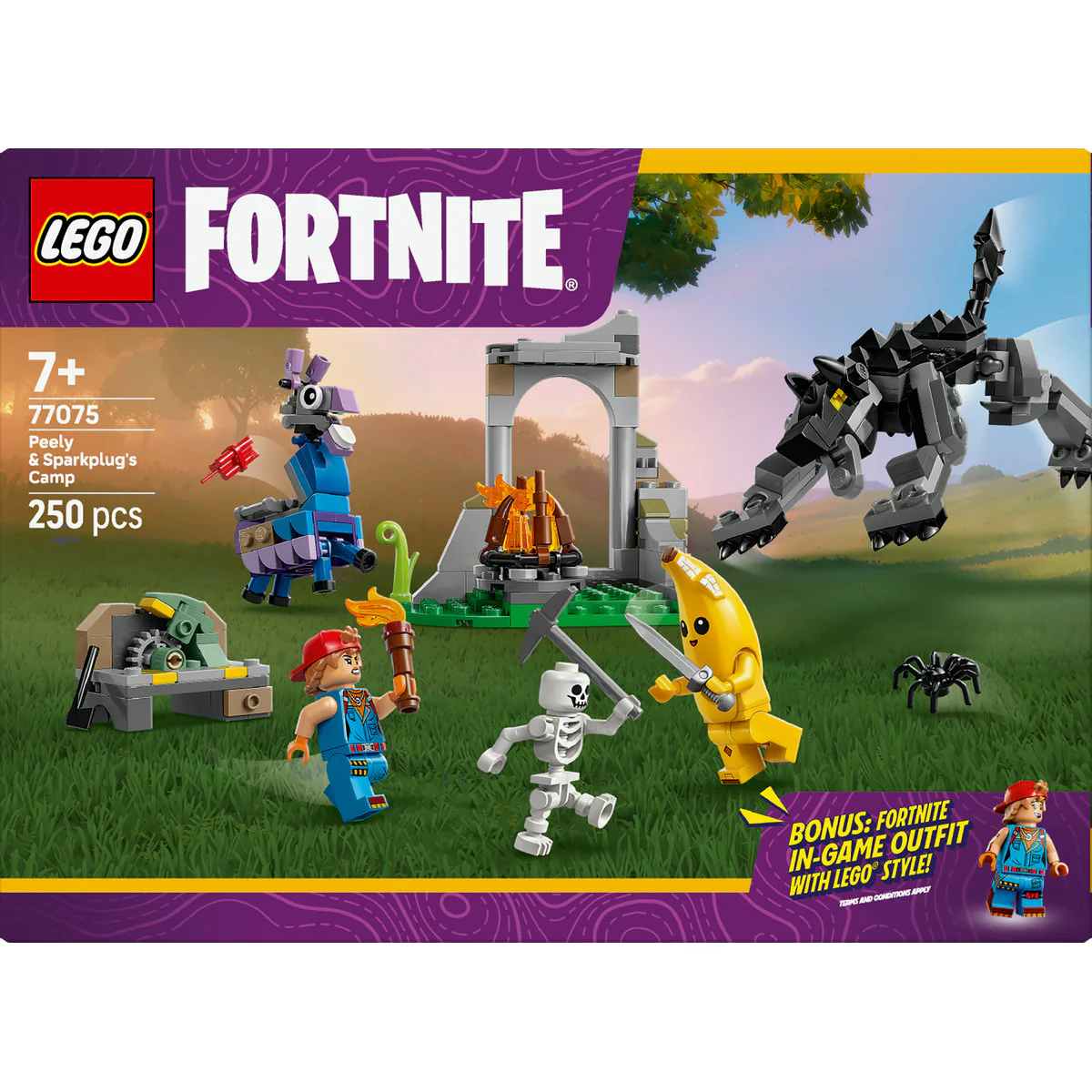 LEGO Fortnite Peely & Sparkplug’s Camp Video Game Building Set 77075 - Image 2