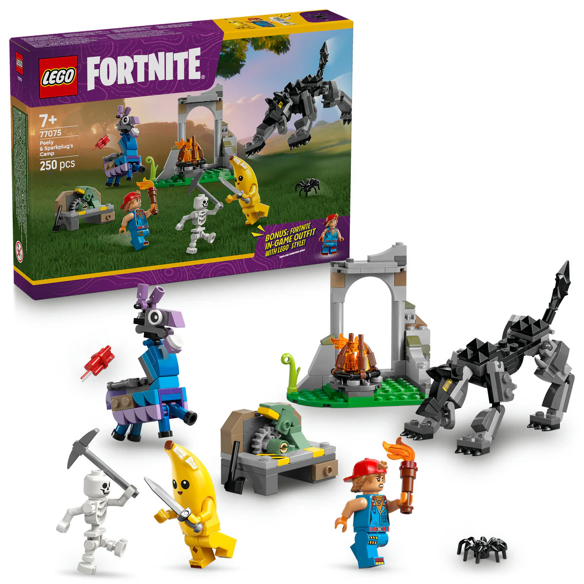 LEGO Fortnite Peely & Sparkplug’s Camp Video Game Building Set 77075 - Image 4