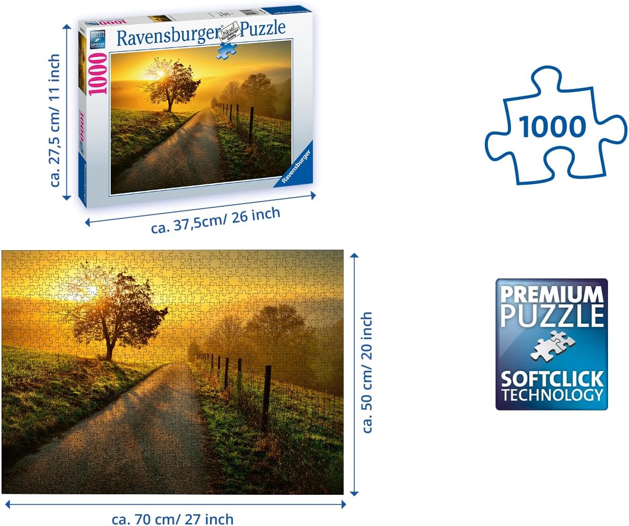 Ravensburger Landscape in the Morning Sun 1000 Piece Jigsaw Puzzle - Image 3