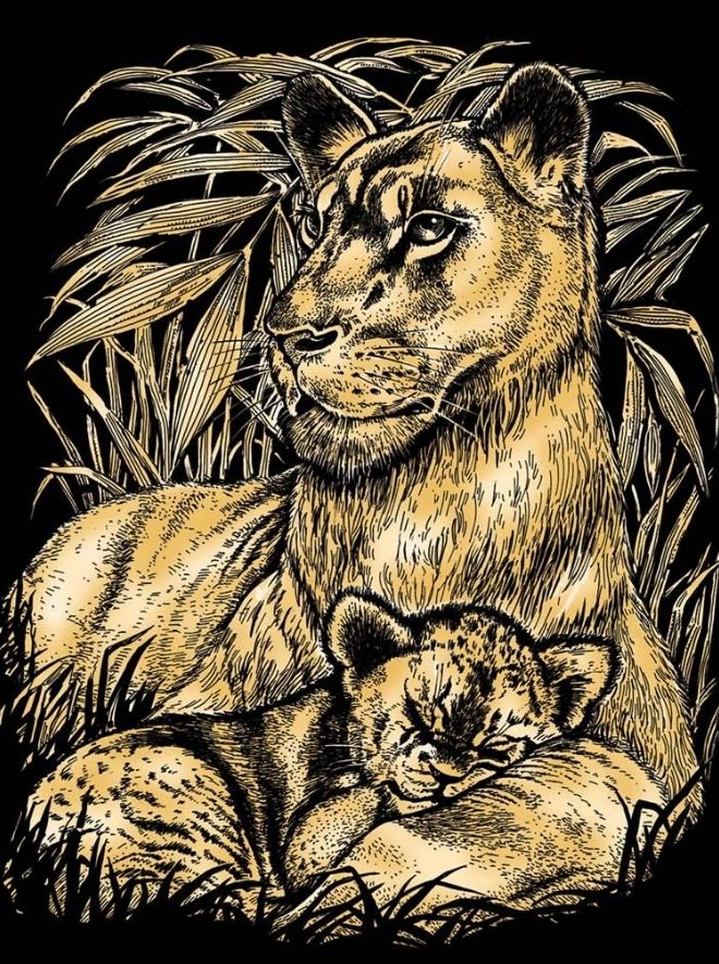 Artfoil Gold Lion & Cub - Image 2