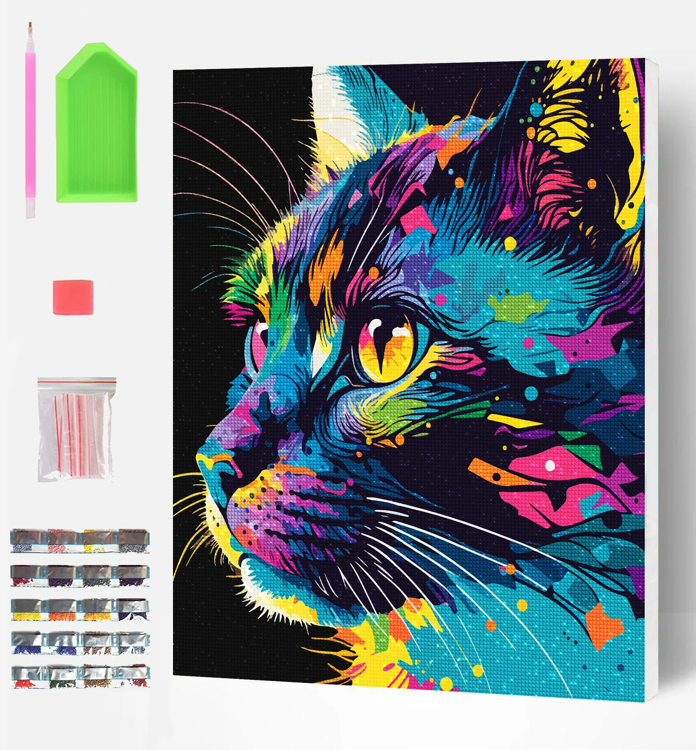 Bright coloured Cat Diamond Art - Image 2