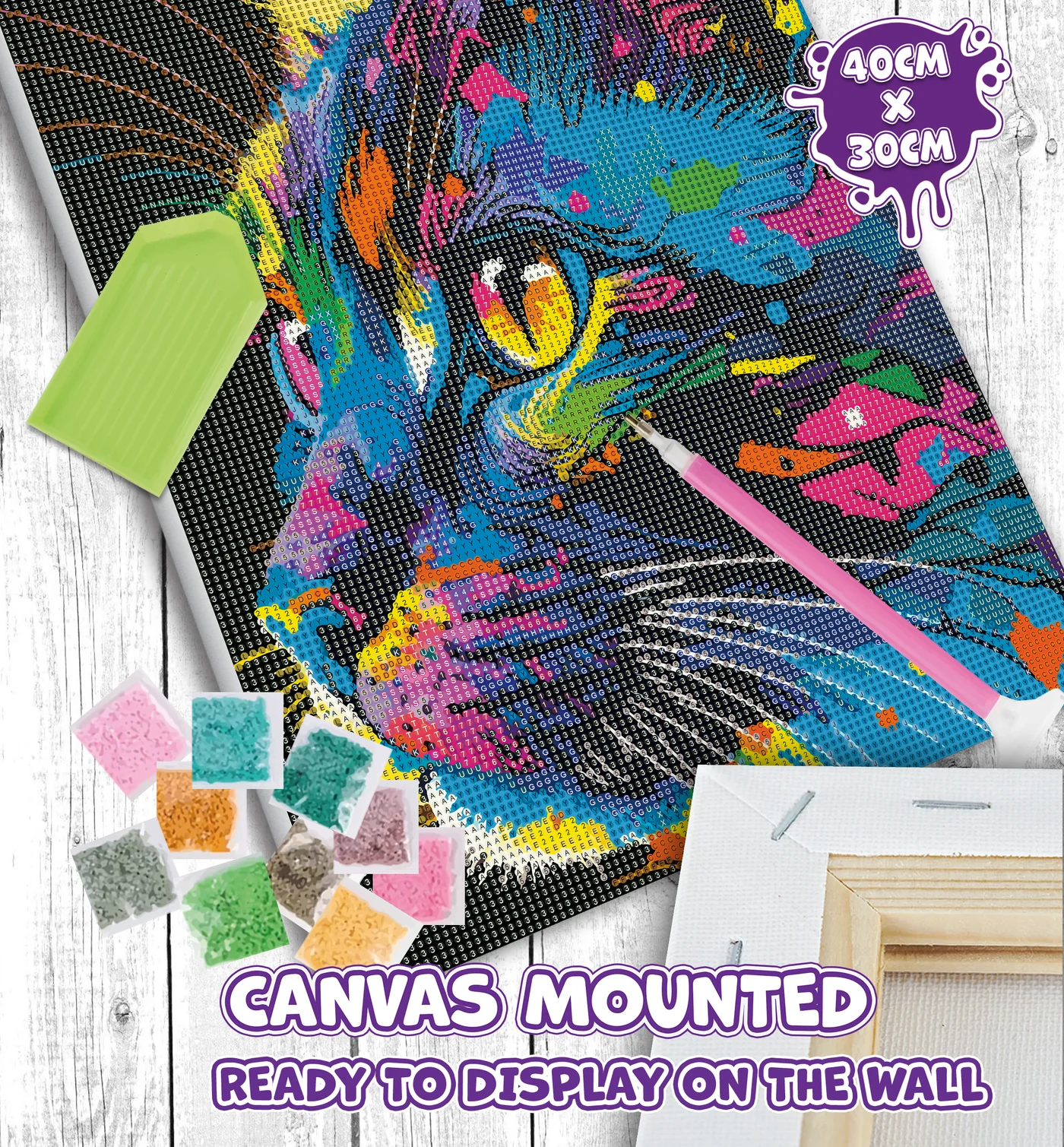 Bright coloured Cat Diamond Art - Image 4