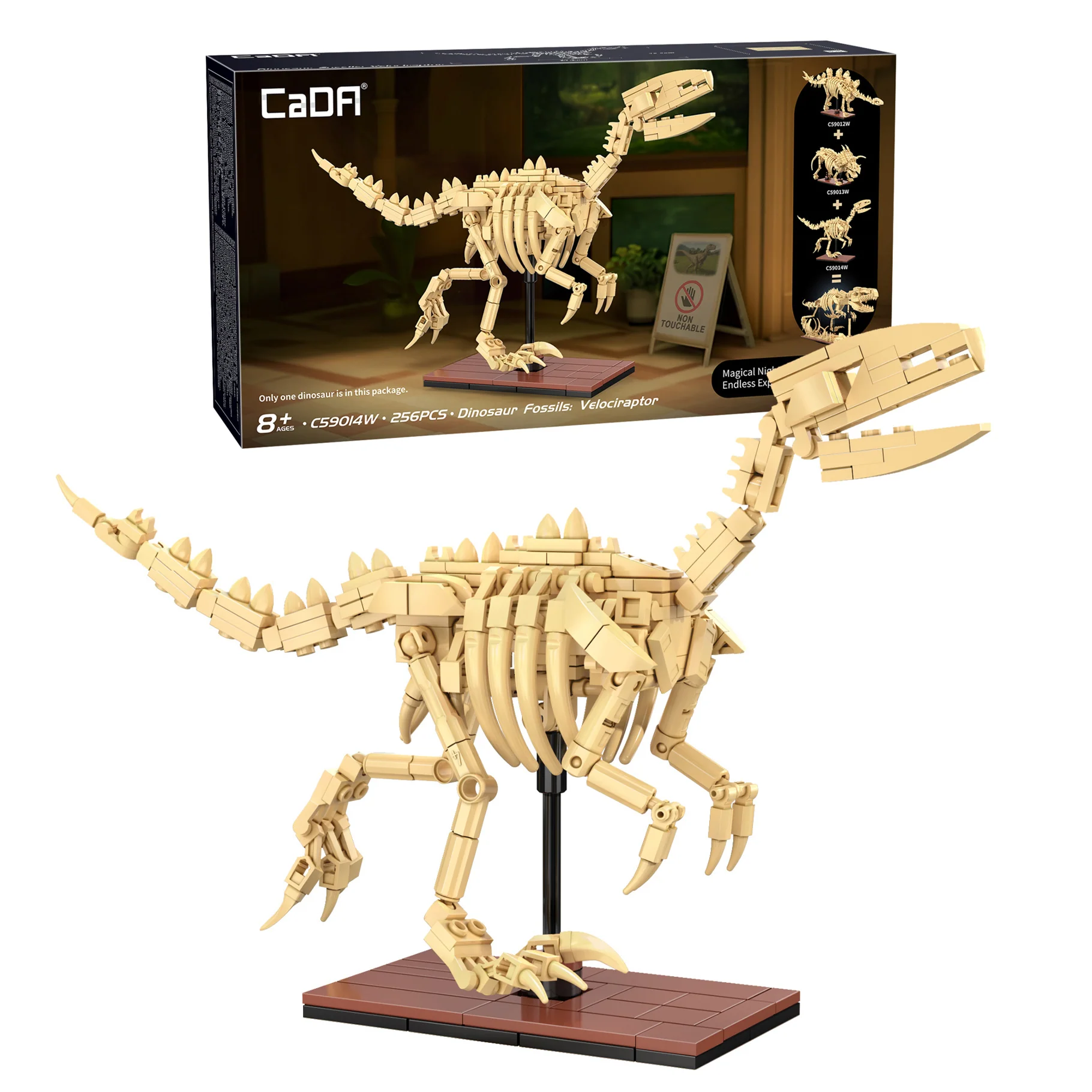 CaDA Dinosaur Fossils Velociraptor Brick Kit 256 pcs