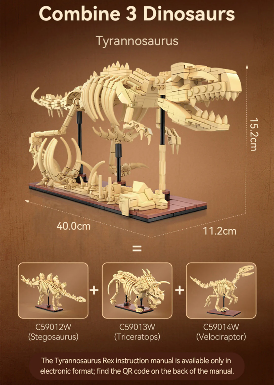 CaDA Dinosaur Fossils Velociraptor Brick Kit 256 pcs - Image 7
