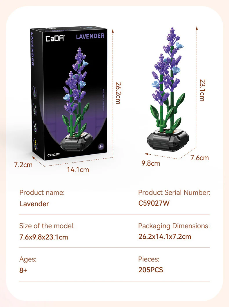 CaDA Lavender Building Block Planter Brick Kit 205 pcs - Image 2