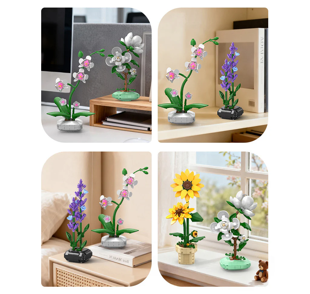 CaDA Orchid Building Block Planter Brick Kit 237 pcs - Image 4