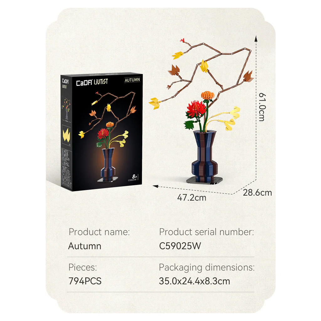 CaDA Oriental Floral Art: Autumn Brick Kit 795 pcs - Image 3