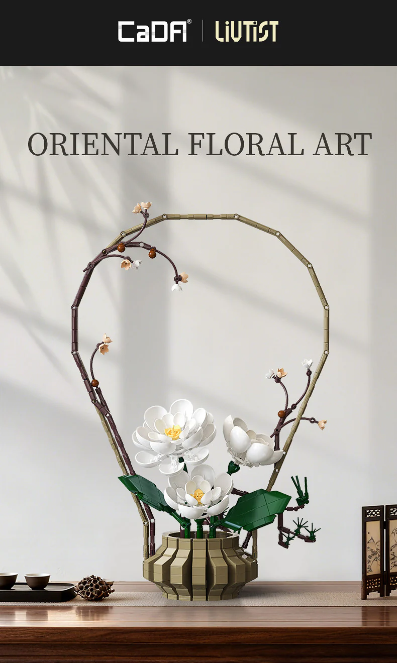 CaDA Oriental Floral Art: Winter Brick Kit 990 pcs - Image 6