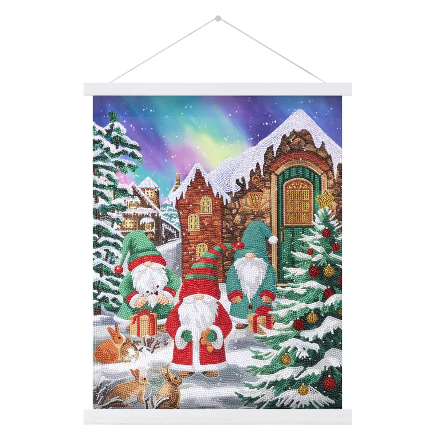 Three Merry Gnomes, 40x50cm Crystal Art Scroll - Image 2