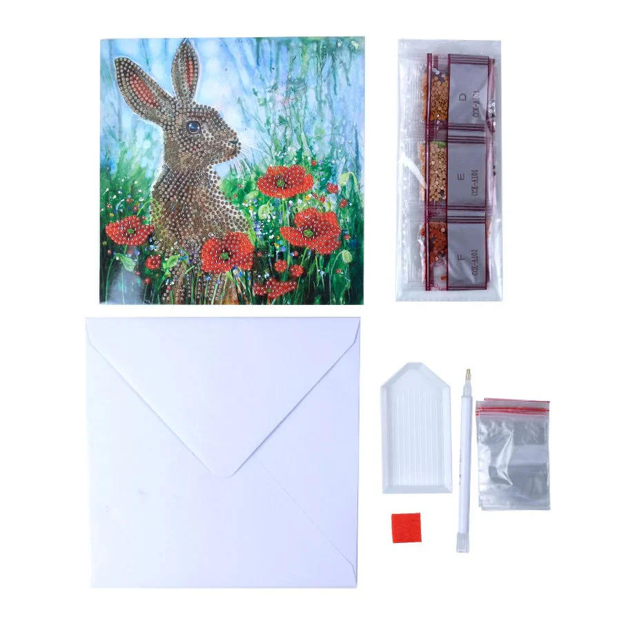 Wild Poppies and the Hare 18x18cm Crystal Art Card - Image 4