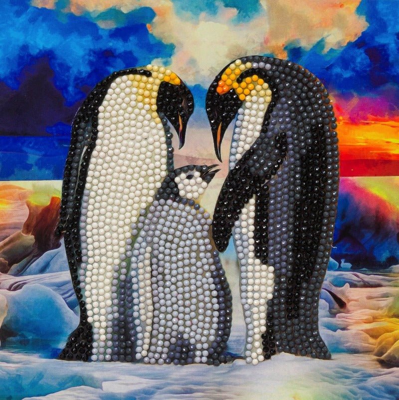 Penguin Family, 18x18cm Crystal Art Card - Image 2