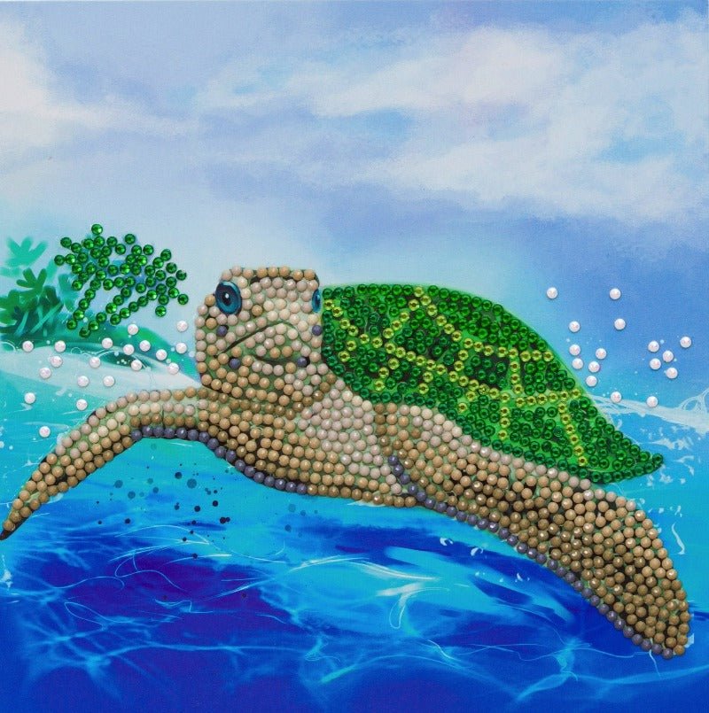 Turtle Paradise, 18x18cm Crystal Art Card - Image 2