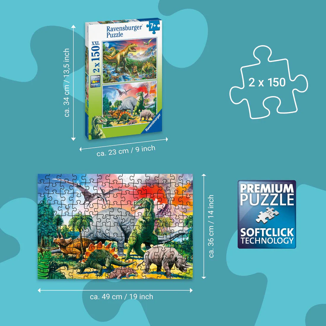 Ravensburger Dinosaurs 2x150 Piece Jigsaw Puzzle - Image 5