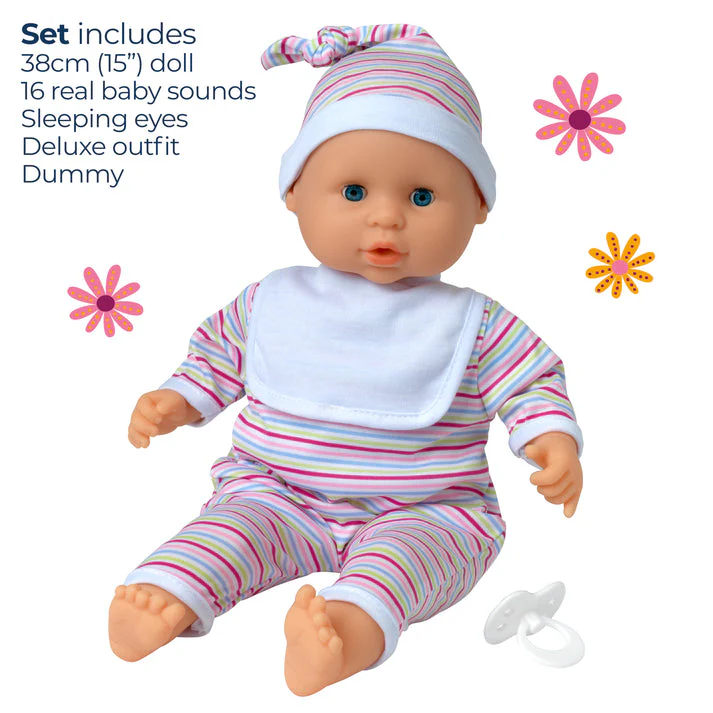 Dolls World Baby Babble 38cm Soft-Bodied Doll - Image 2