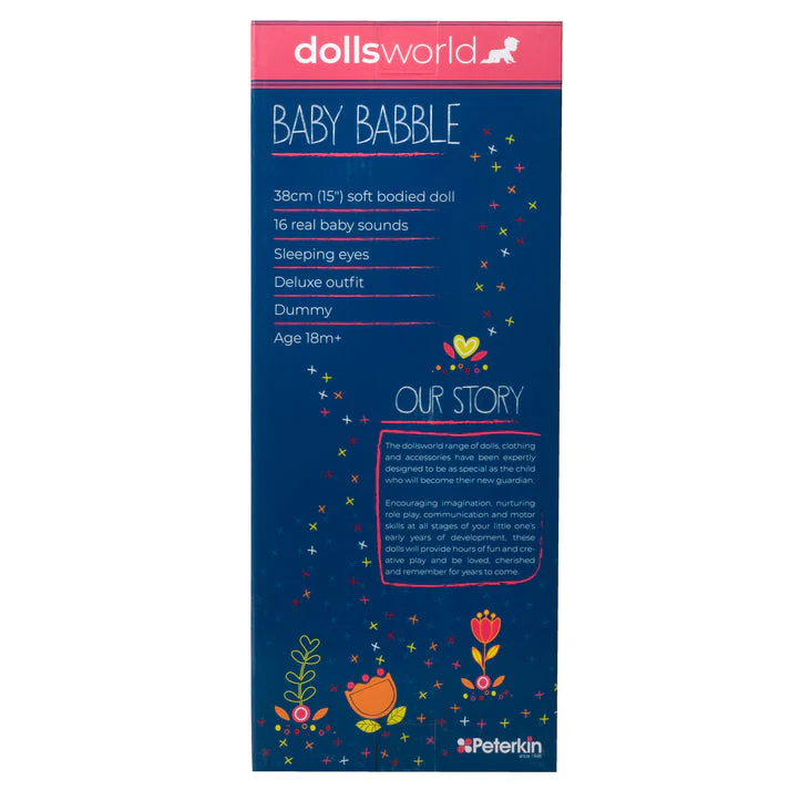 Dolls World Baby Babble 38cm Soft-Bodied Doll - Image 6