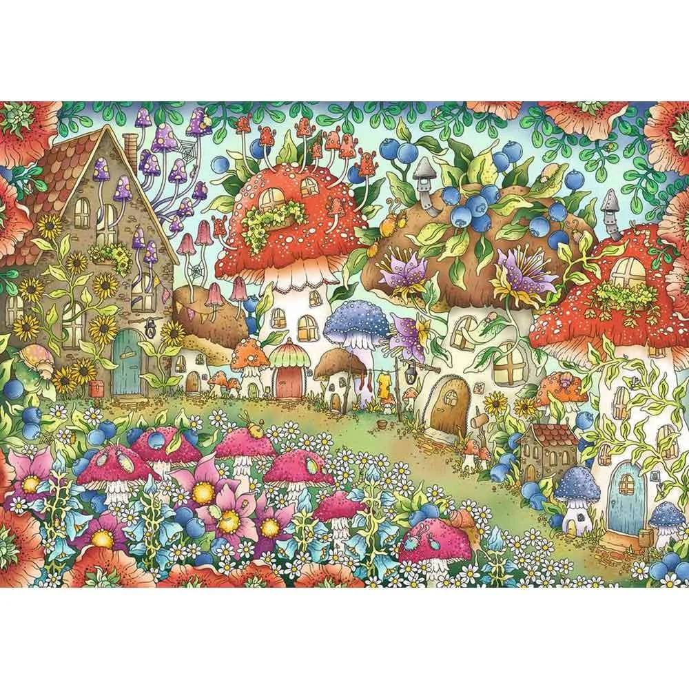 Ravensburger Floral Mushroom Houses 1000 Piece Jigsaw Puzzle - Image 2