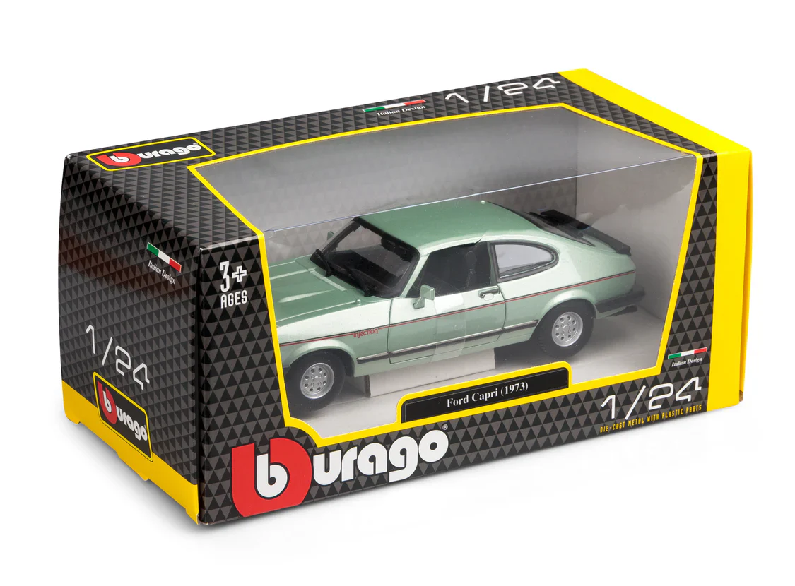 Burago Ford Capri 1982 Light Green 1:24 Diecast Model Car - Image 5